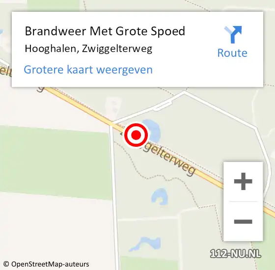 Locatie op kaart van de 112 melding: Brandweer Met Grote Spoed Naar Hooghalen, Zwiggelterweg op 10 april 2018 17:15