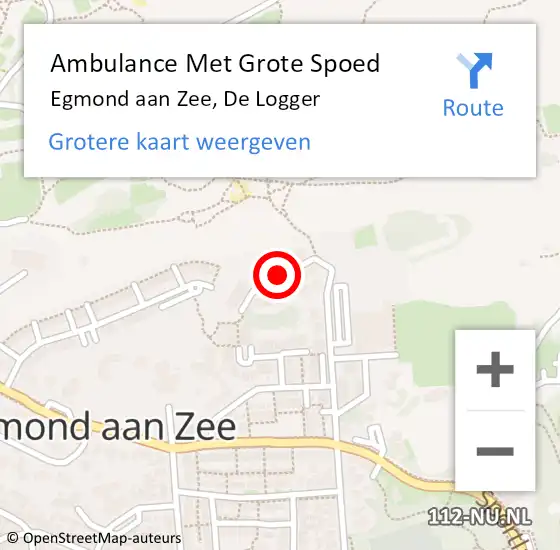 Locatie op kaart van de 112 melding: Ambulance Met Grote Spoed Naar Egmond aan Zee, De Logger op 10 april 2018 17:35