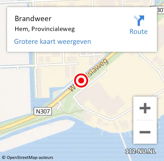 Locatie op kaart van de 112 melding: Brandweer Hem, Provincialeweg op 10 april 2018 18:21