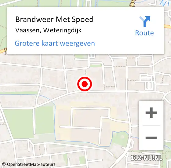 Locatie op kaart van de 112 melding: Brandweer Met Spoed Naar Vaassen, Weteringdijk op 10 april 2018 18:34