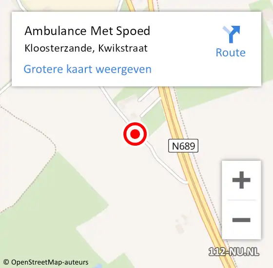 Locatie op kaart van de 112 melding: Ambulance Met Spoed Naar Kloosterzande, Kwikstraat op 10 april 2018 18:40