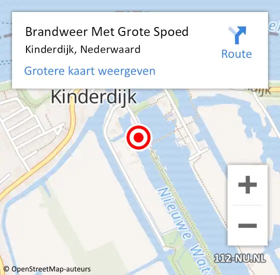 Locatie op kaart van de 112 melding: Brandweer Met Grote Spoed Naar Kinderdijk, Nederwaard op 10 april 2018 18:47