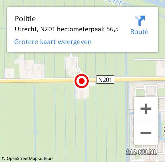 Locatie op kaart van de 112 melding: Politie Vinkeveen, N201 hectometerpaal: 61,5 op 10 april 2018 18:49