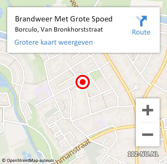 Locatie op kaart van de 112 melding: Brandweer Met Grote Spoed Naar Borculo, Van Bronkhorststraat op 21 februari 2014 17:44