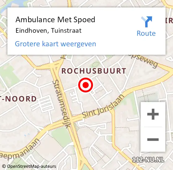 Locatie op kaart van de 112 melding: Ambulance Met Spoed Naar Eindhoven, Tuinstraat op 10 april 2018 19:02