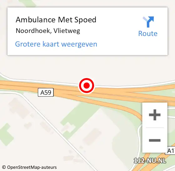 Locatie op kaart van de 112 melding: Ambulance Met Spoed Naar Noordhoek, Vlietweg op 10 april 2018 19:50