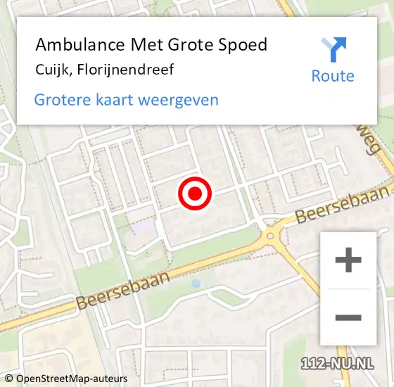 Locatie op kaart van de 112 melding: Ambulance Met Grote Spoed Naar Cuijk, Florijnendreef op 10 april 2018 20:29