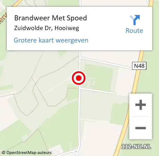 Locatie op kaart van de 112 melding: Brandweer Met Spoed Naar Zuidwolde Dr, Hooiweg op 10 april 2018 21:16