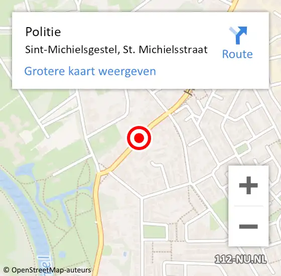 Locatie op kaart van de 112 melding: Politie Sint-Michielsgestel, Michielsstraat op 10 april 2018 21:28