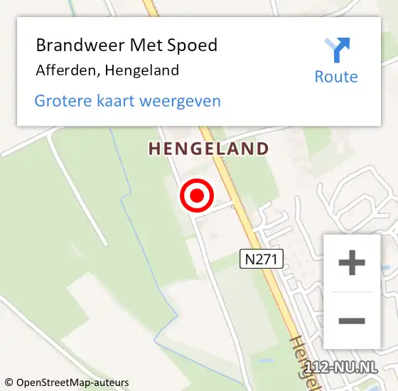 Locatie op kaart van de 112 melding: Brandweer Met Spoed Naar Afferden, Hengeland op 10 april 2018 23:34