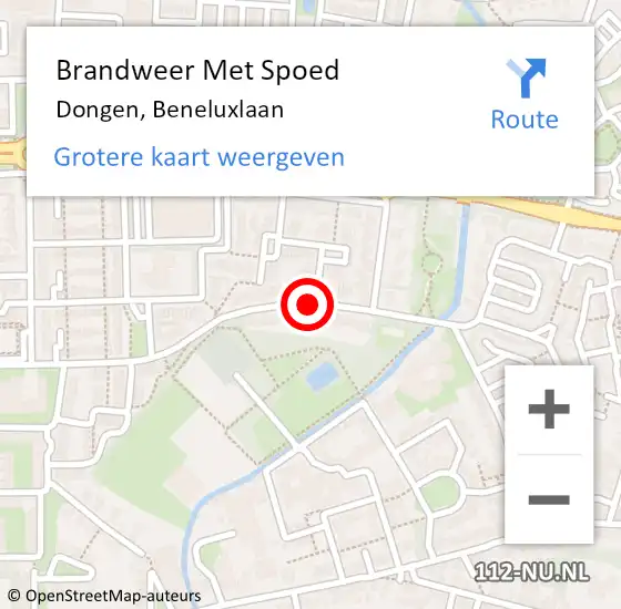 Locatie op kaart van de 112 melding: Brandweer Met Spoed Naar Dongen, Beneluxlaan op 11 april 2018 00:32