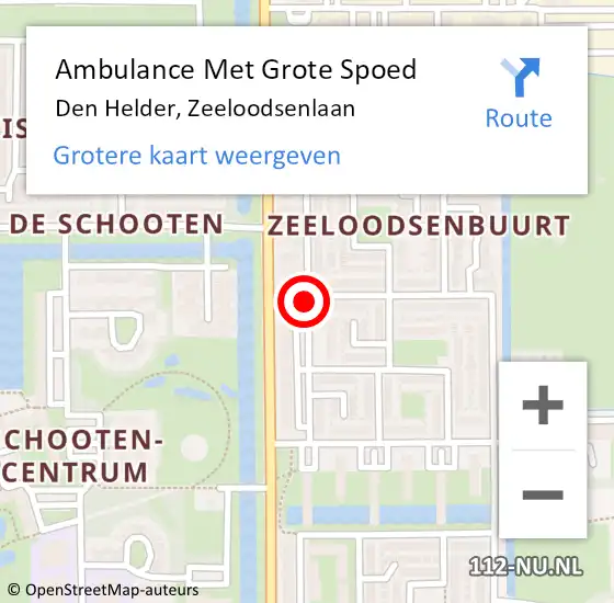 Locatie op kaart van de 112 melding: Ambulance Met Grote Spoed Naar Den Helder, Zeeloodsenlaan op 11 april 2018 01:06