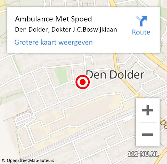 Locatie op kaart van de 112 melding: Ambulance Met Spoed Naar Den Dolder, Dokter J.C.Boswijklaan op 11 april 2018 01:48