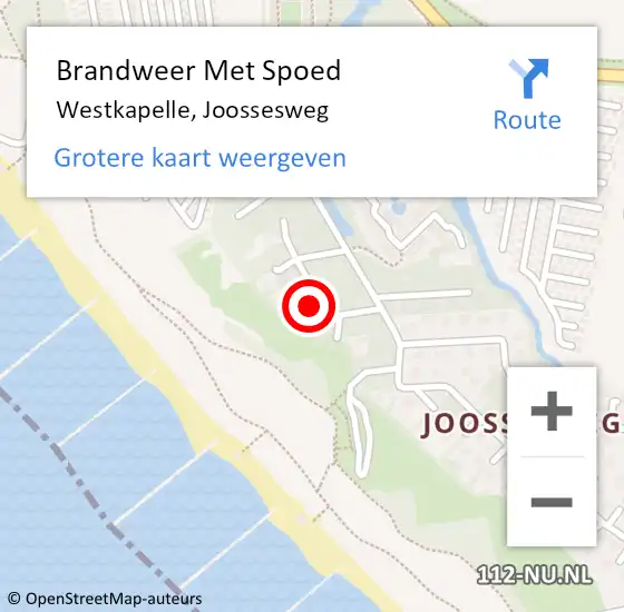 Locatie op kaart van de 112 melding: Brandweer Met Spoed Naar Westkapelle, Joossesweg op 11 april 2018 02:47