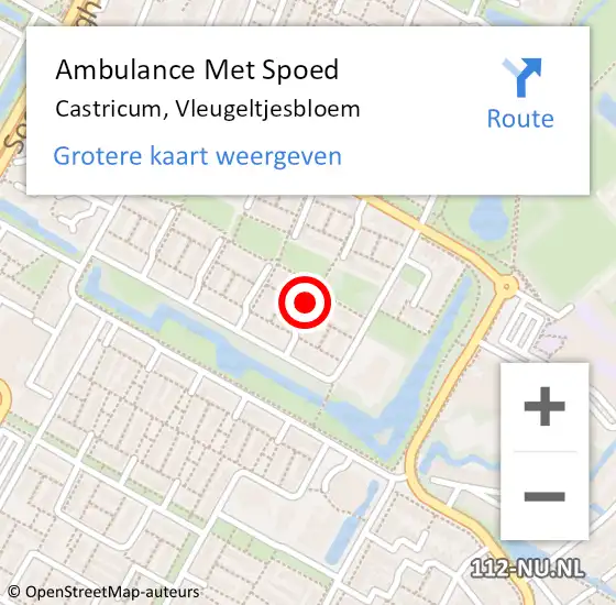 Locatie op kaart van de 112 melding: Ambulance Met Spoed Naar Castricum, Vleugeltjesbloem op 11 april 2018 02:48