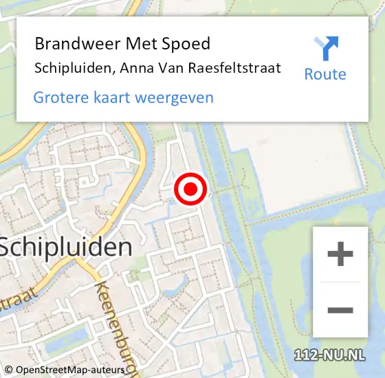 Locatie op kaart van de 112 melding: Brandweer Met Spoed Naar Schipluiden, Anna Van Raesfeltstraat op 11 april 2018 02:54