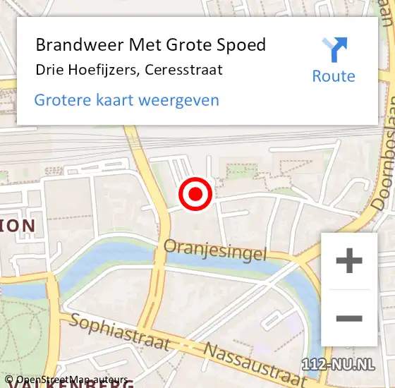 Locatie op kaart van de 112 melding: Brandweer Met Grote Spoed Naar Drie Hoefijzers, Ceresstraat op 11 april 2018 04:57