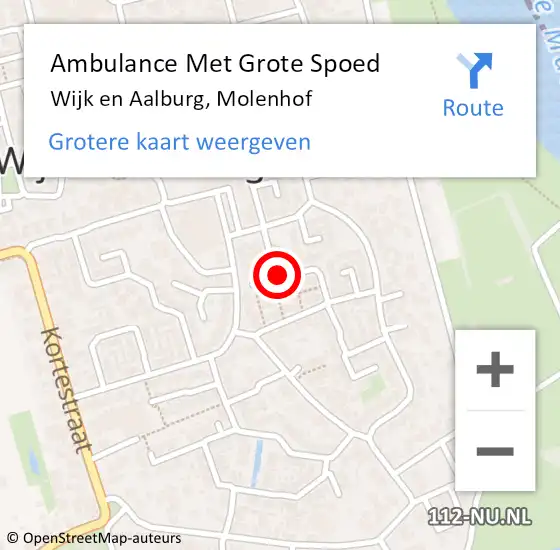 Locatie op kaart van de 112 melding: Ambulance Met Grote Spoed Naar Wijk en Aalburg, Molenhof op 11 april 2018 06:48