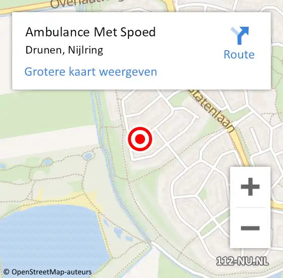 Locatie op kaart van de 112 melding: Ambulance Met Spoed Naar Drunen, Nijlring op 11 april 2018 07:02