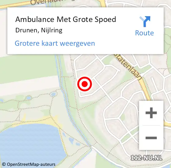 Locatie op kaart van de 112 melding: Ambulance Met Grote Spoed Naar Drunen, Nijlring op 11 april 2018 07:06