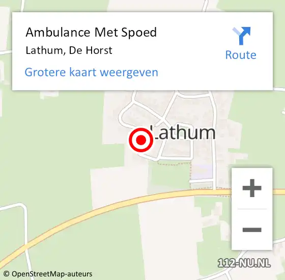 Locatie op kaart van de 112 melding: Ambulance Met Spoed Naar Lathum, De Horst op 11 april 2018 07:22