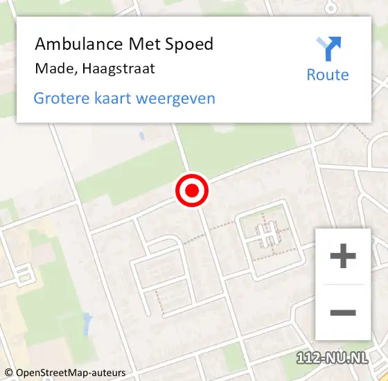 Locatie op kaart van de 112 melding: Ambulance Met Spoed Naar Made, Haagstraat op 11 april 2018 07:55