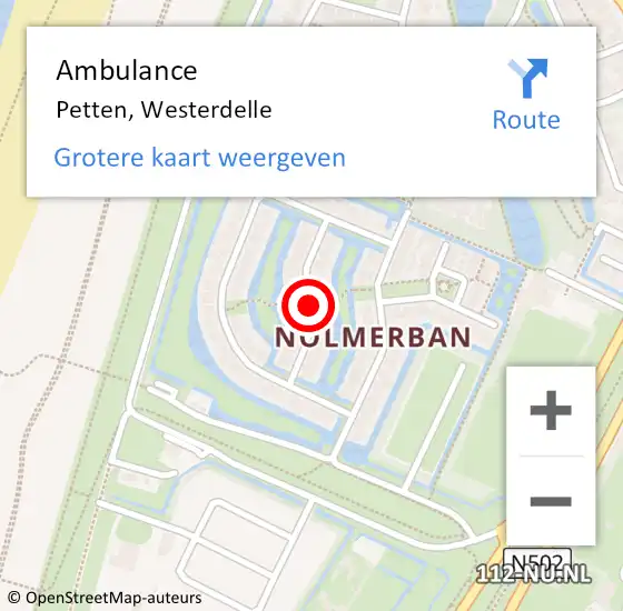 Locatie op kaart van de 112 melding: Ambulance Petten, Westerdelle op 11 april 2018 07:56