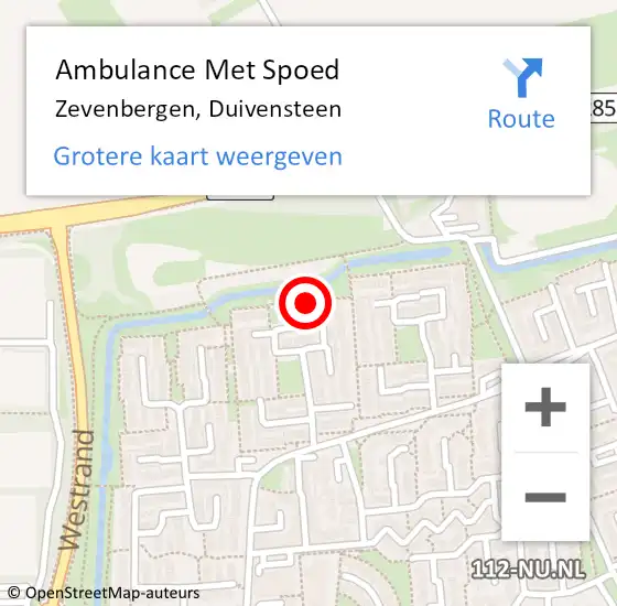 Locatie op kaart van de 112 melding: Ambulance Met Spoed Naar Zevenbergen, Duivensteen op 11 april 2018 08:59