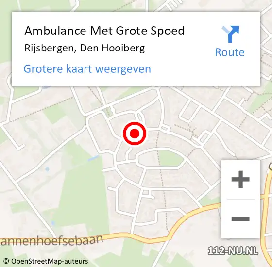 Locatie op kaart van de 112 melding: Ambulance Met Grote Spoed Naar Rijsbergen, Den Hooiberg op 11 april 2018 10:48