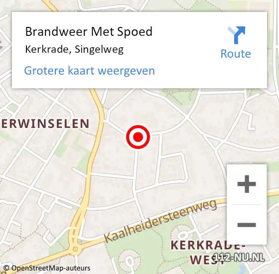 Locatie op kaart van de 112 melding: Brandweer Met Spoed Naar Kerkrade, Singelweg op 11 april 2018 11:34