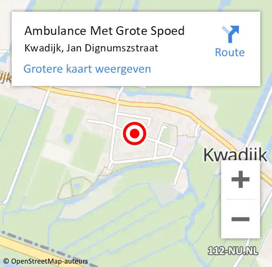 Locatie op kaart van de 112 melding: Ambulance Met Grote Spoed Naar Kwadijk, Jan Dignumszstraat op 11 april 2018 11:43