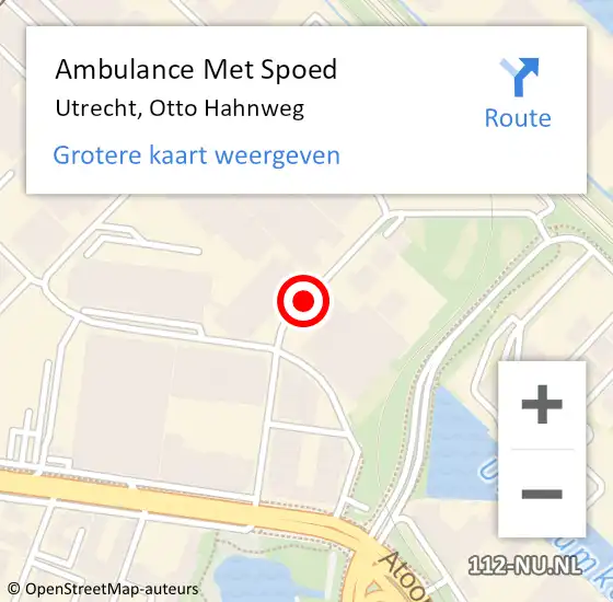 Locatie op kaart van de 112 melding: Ambulance Met Spoed Naar Utrecht, Otto Hahnweg op 11 april 2018 12:00