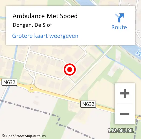 Locatie op kaart van de 112 melding: Ambulance Met Spoed Naar Dongen, de Slof op 11 april 2018 12:24