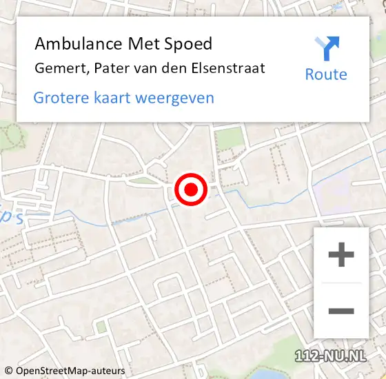 Locatie op kaart van de 112 melding: Ambulance Met Spoed Naar Gemert, Pater van den Elsenstraat op 11 april 2018 12:29