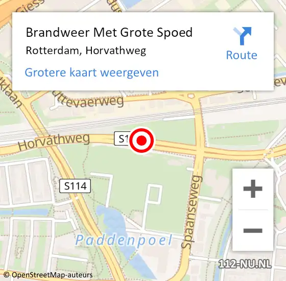 Locatie op kaart van de 112 melding: Brandweer Met Grote Spoed Naar Rotterdam, Horvathweg op 11 april 2018 13:28