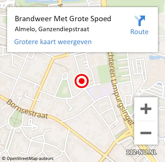 Locatie op kaart van de 112 melding: Brandweer Met Grote Spoed Naar Almelo, Ganzendiepstraat op 11 april 2018 13:43