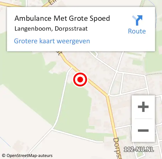 Locatie op kaart van de 112 melding: Ambulance Met Grote Spoed Naar Langenboom, Dorpsstraat op 11 april 2018 13:46