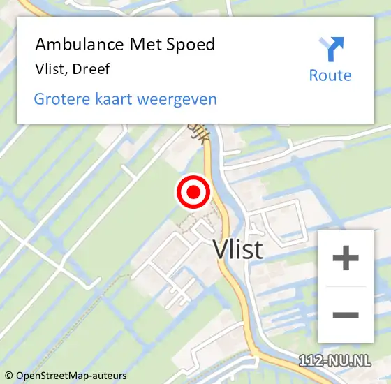 Locatie op kaart van de 112 melding: Ambulance Met Spoed Naar Vlist, Dreef op 11 april 2018 13:49