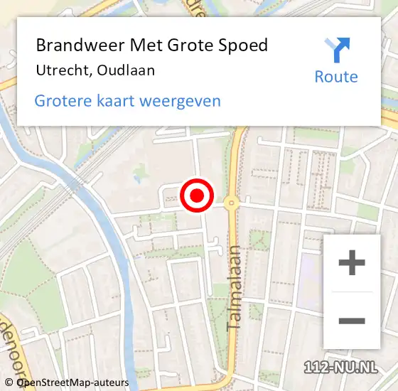 Locatie op kaart van de 112 melding: Brandweer Met Grote Spoed Naar Utrecht, Oudlaan op 11 april 2018 14:06