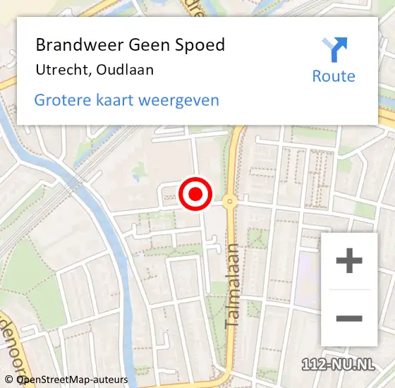 Locatie op kaart van de 112 melding: Brandweer Geen Spoed Naar Utrecht, Oudlaan op 11 april 2018 14:08