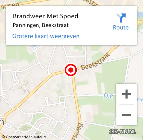 Locatie op kaart van de 112 melding: Brandweer Met Spoed Naar Panningen, Beekstraat op 11 april 2018 14:21