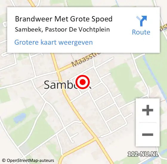 Locatie op kaart van de 112 melding: Brandweer Met Grote Spoed Naar Sambeek, Pastoor De Vochtplein op 11 april 2018 14:22