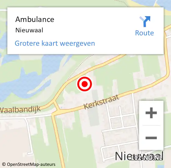 Locatie op kaart van de 112 melding: Ambulance Nieuwaal op 11 april 2018 14:33