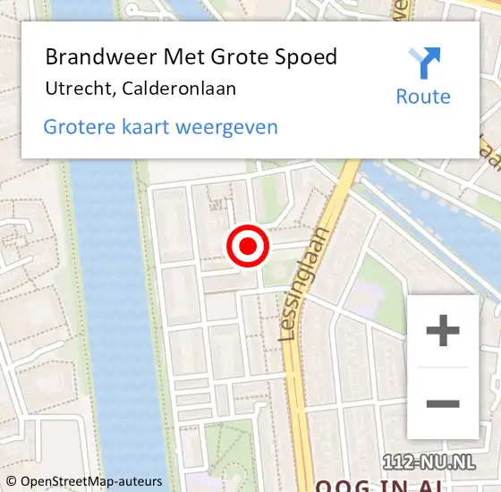 Locatie op kaart van de 112 melding: Brandweer Met Grote Spoed Naar Utrecht, Calderonlaan op 11 april 2018 14:39