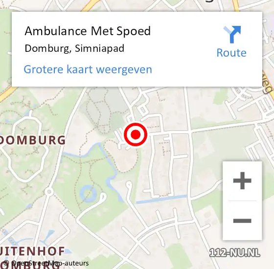 Locatie op kaart van de 112 melding: Ambulance Met Spoed Naar Domburg, Simniapad op 11 april 2018 15:12