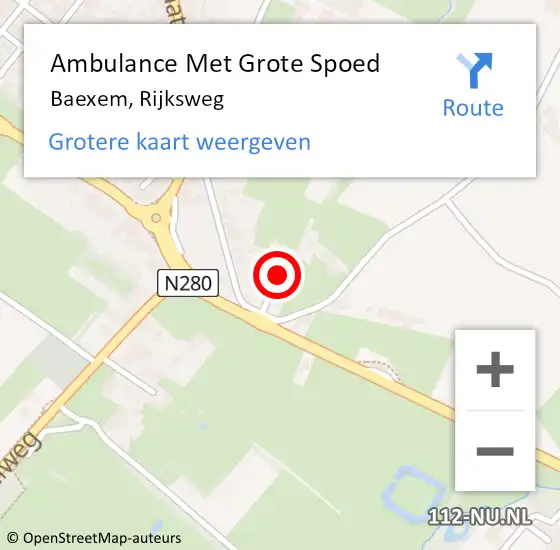 Locatie op kaart van de 112 melding: Ambulance Met Grote Spoed Naar Baexem, Rijksweg op 21 februari 2014 19:22