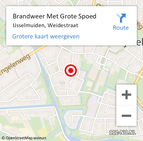 Locatie op kaart van de 112 melding: Brandweer Met Grote Spoed Naar IJsselmuiden, Weidestraat op 11 april 2018 15:45