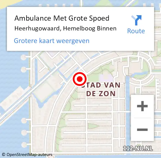 Locatie op kaart van de 112 melding: Ambulance Met Grote Spoed Naar Heerhugowaard, Hemelboog Binnen op 11 april 2018 17:07