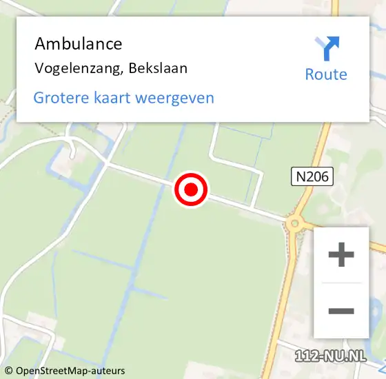 Locatie op kaart van de 112 melding: Ambulance Vogelenzang, Bekslaan op 11 april 2018 17:18