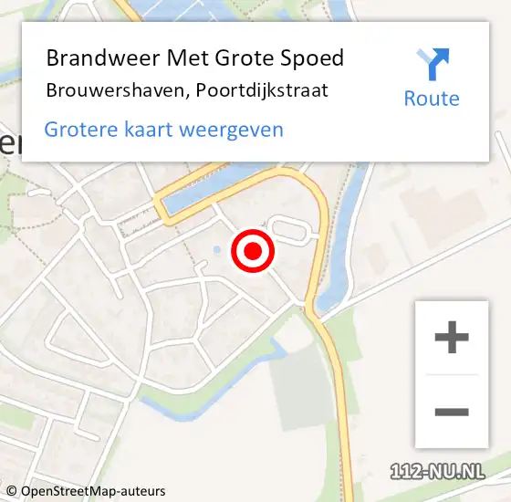 Locatie op kaart van de 112 melding: Brandweer Met Grote Spoed Naar Brouwershaven, Poortdijkstraat op 11 april 2018 17:39